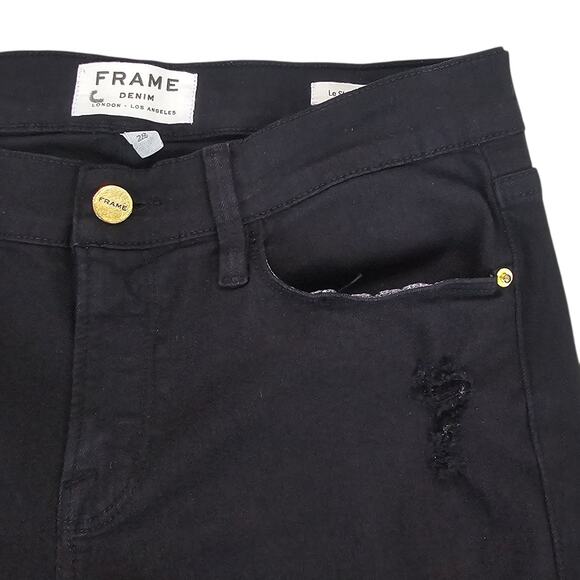 Frame Jeans Womens Size 28 Black Le Skinny de Jeanne Stretch Distressed Casual - Picture 6 of 16